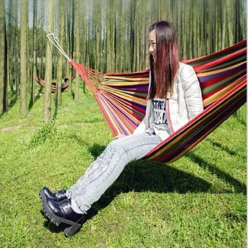 Portable Outdoor Garden Hammock Hang BED Travel Camping Swing Canvas Stripe Free Shipping | Мебель