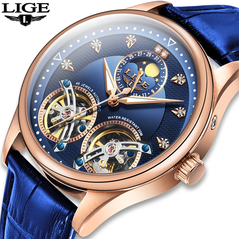 Часы наручные LIGE Мужские автоматические механические высококлассные