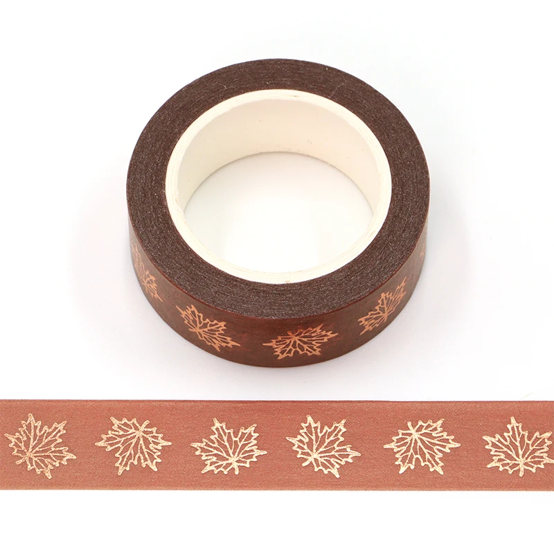 

New 1PC 15mm x 10m Gold Foil Maple leaf Washi Tape Scrapbook Paper Masking Adhesive Christmas washy tape washi tape organizer