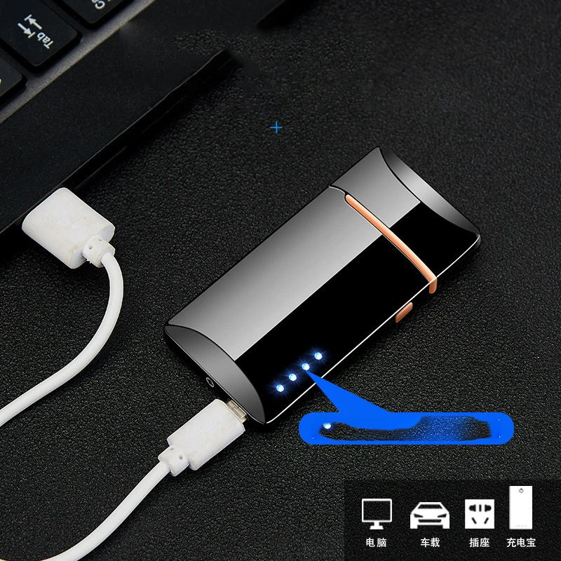 Mini Metal USB Arc Lighter Cigarette New Plasma Flameless Electric Windproof LED Power Display Gadgets for Men |