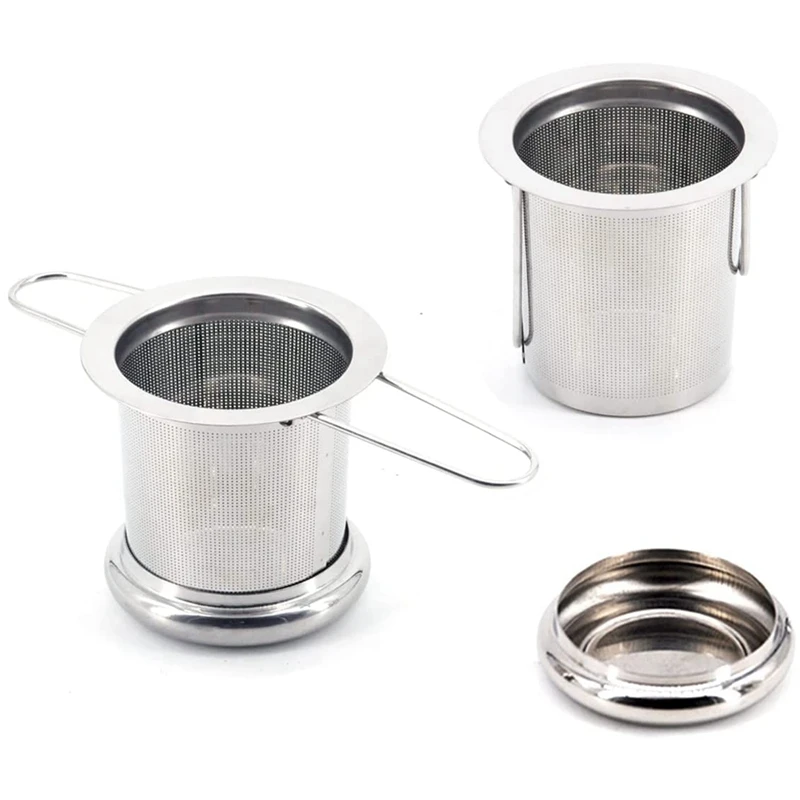

Tea Strainer, Loose Tea Brewer, Ultra-Fine Mesh Loose Tea Device Foldable Handle Design, with Lid 2PCS