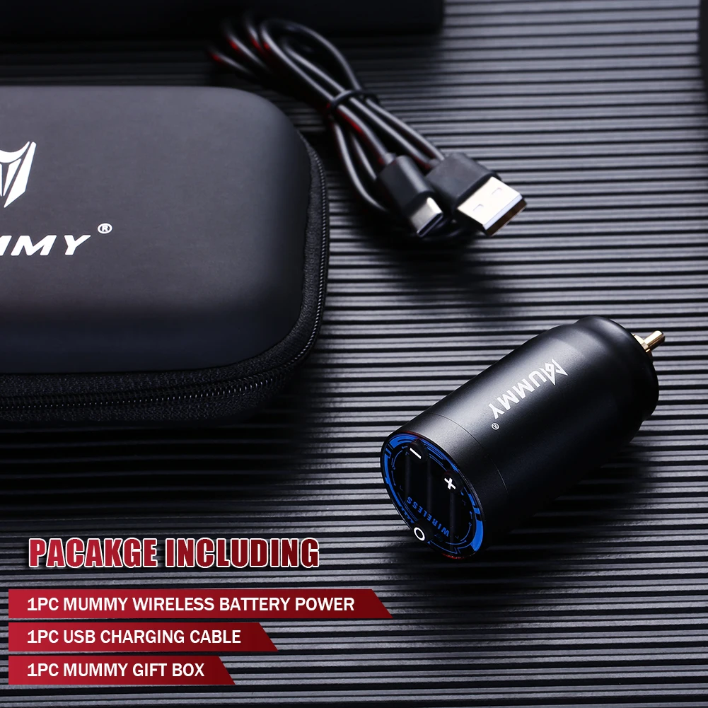 Mummy – stylo de tatouage rotatif sans fil, alimentation avec connecteur RCA, machine à tatouer, batterie haute capacité, 1800mah