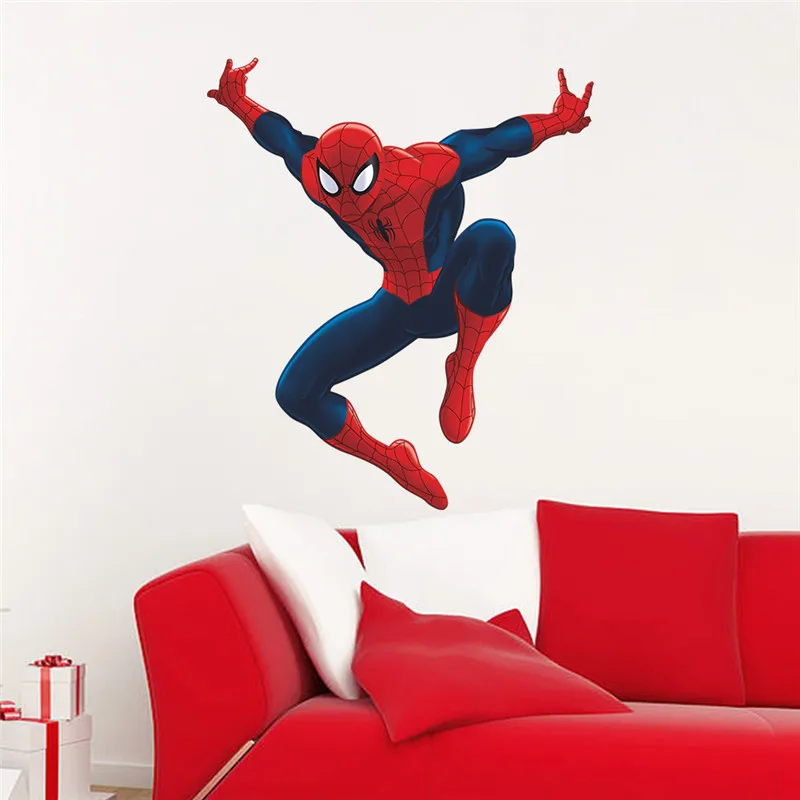 Spiderman Wall Stickers For Kids Rooms Spider Man Boys Children Bedroom Wallpaper Vinyl Home Decor Nursery Decals Decorations | Дом и сад