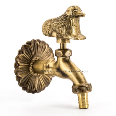 19 outdoor garden faucet animal shape Bibcock antique brass Fat cat tap for washing mop/Garden watering Animal faucet - Цвет: 19