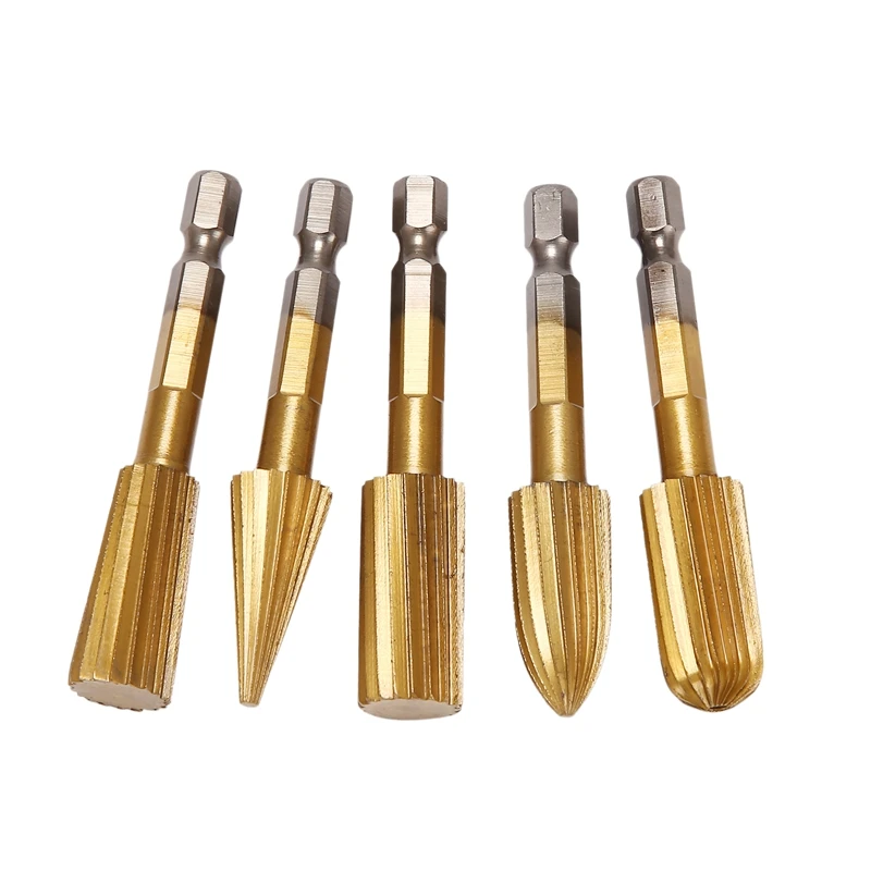 

5 Pcs/Set Tungsten Carbide Burr Bit Rotary Cutter Files Grinding Head Drill Bit Carbide Burr, Woodworking Rasp Chisel