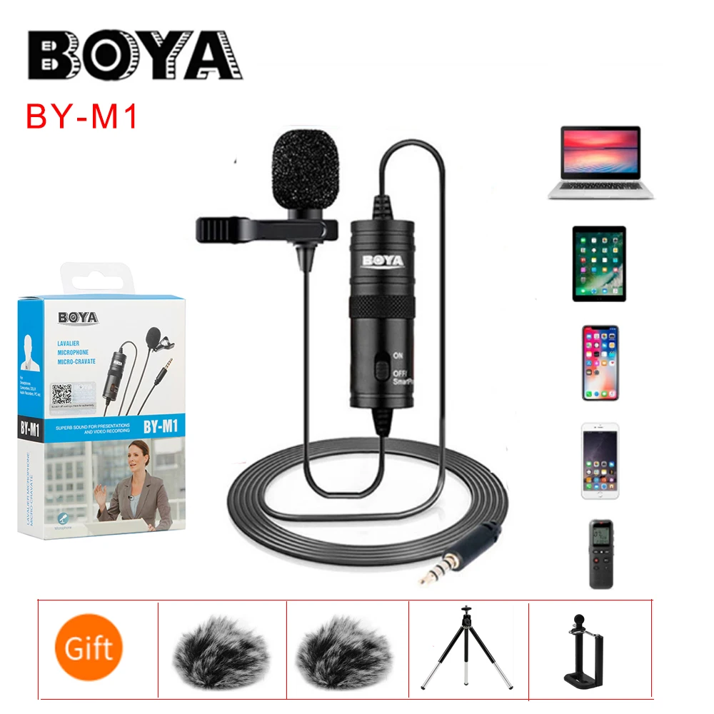 BOYA BY-M1 Label Lavalier всенаправленный конденсаторный микрофон для iPhone Android SONY Canon Nikon DSLR