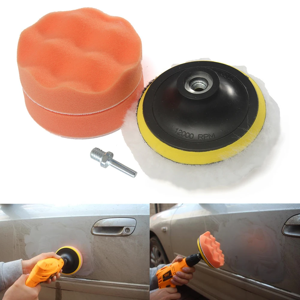 

5Pcs/Set 4 inch Polishing Waxing Buffing Pad Drill Adapter Kit Detachable Automobile Sponge Mat for Car Polisher