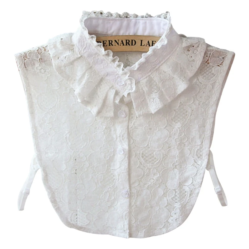 

Women Pure Color Lace Detachable Lapel Choker Necklace Shirt Fake False Collar