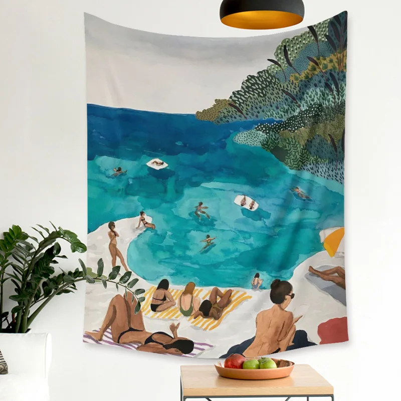 Современные летние пляжные жизни картина маслом гобелен настенный хиппи бохо