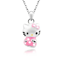 hello kitty cat necklace pendant hello kt cat silver jewelry fashion creative set of chains sanrio series jewelry