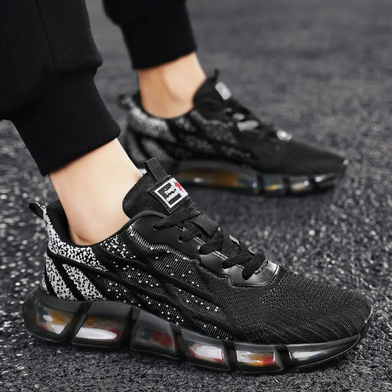 

Летняя новая стильная мужская обувь, дышащая спортивная обувь, летающие тканые дышащие повседневные кроссовки, мужская Вулканизированная ...