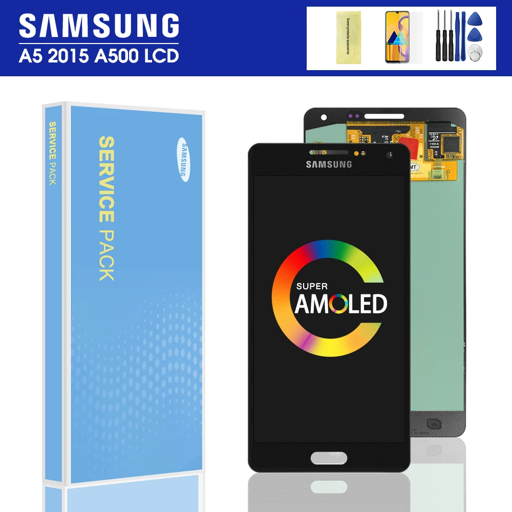 Оригинальный AMOLED ЖК дисплей для SAMSUNG Galaxy A5 2015 сменный сенсорный экран A500FU A500 A500F