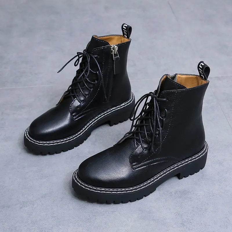 Zip black Женские ботинки; коллекция года; зимняя обувь из натуральной кожи; женские повседневные весенние ботильоны из натуральной кожи; Botas Mujer - Цвет: Zip black