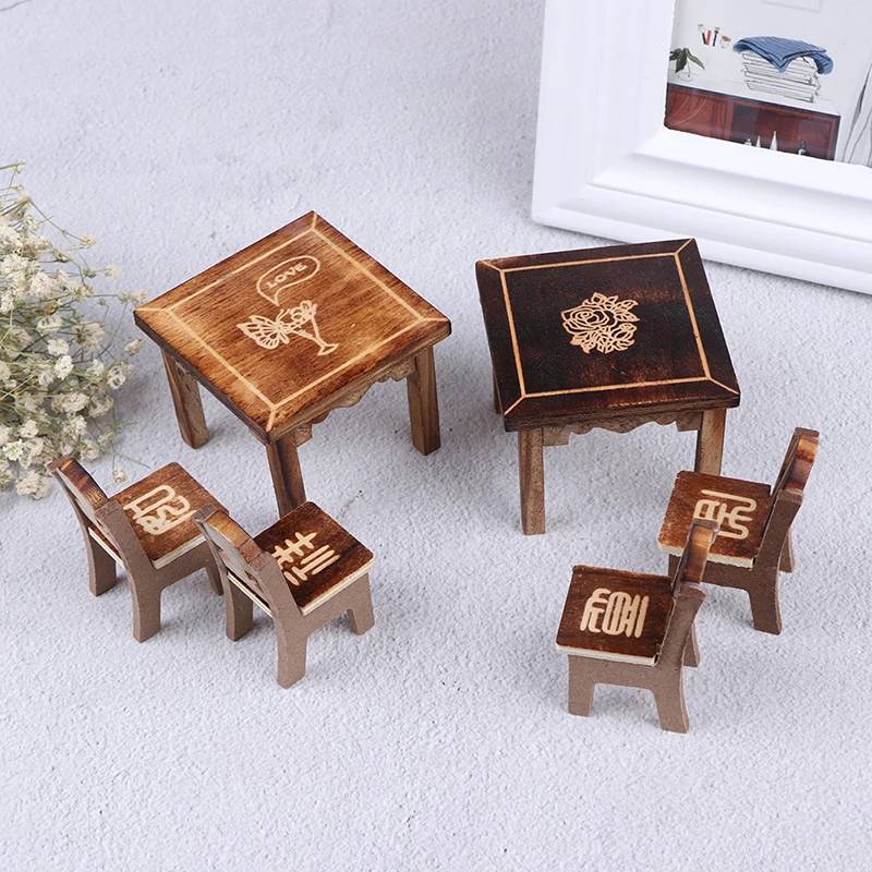 Набор миниатюрных деревянных стульев для кукольного домика 5 шт. |