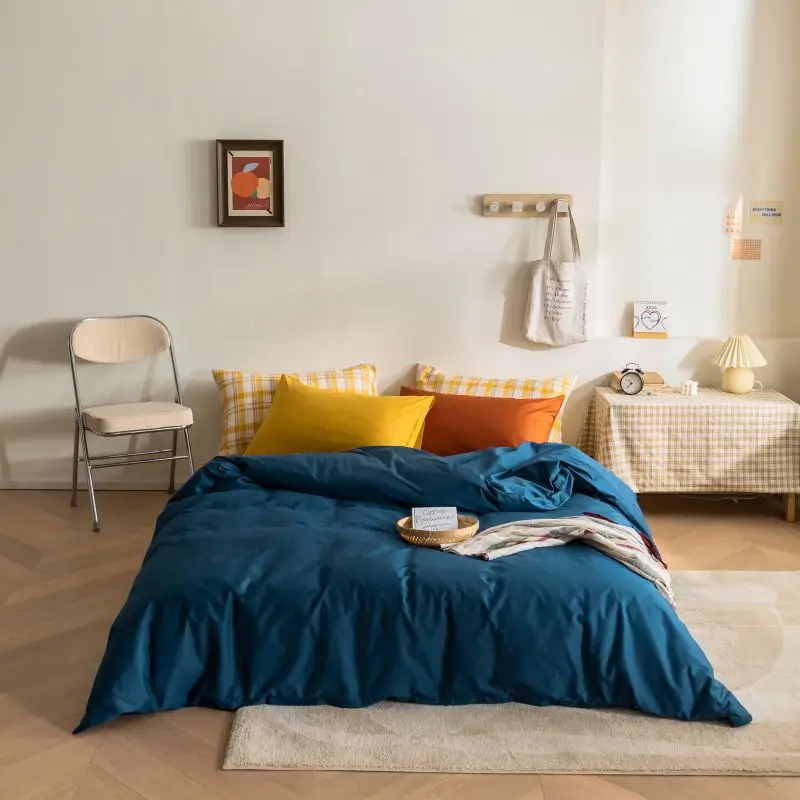 Высокое качество пододеяльник чистый цвет Хлопковое одеяло чехол для спальни King