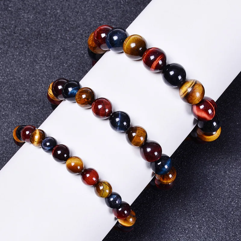 Natural Black Onyx with Tiger eye Stone Beads Bracelets Men Jewelry 2021 New Lovers Obsidian Energy Balance Bracelet Pulseras images - 6