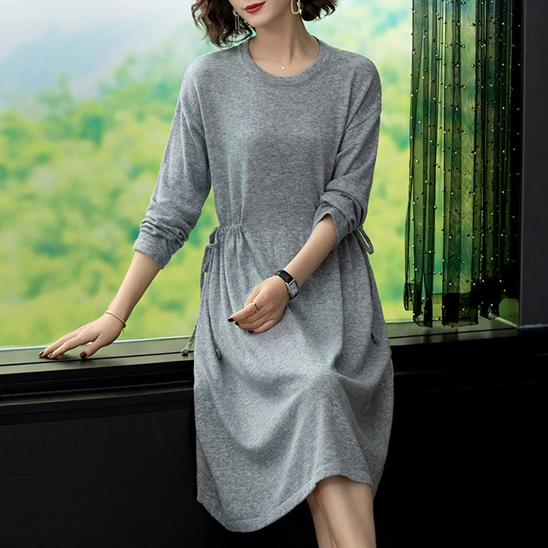 New 2019 ladies cashmere sweater dress pullover female loose knit free shipping | Женская одежда