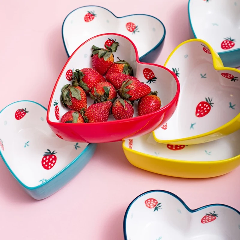 6 5 дюймов Керамика миска в форме клубники салатник любовь фруктов Стиль для