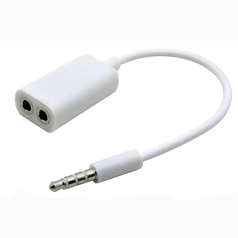 

3.5mm Y Splitter Cable Cord Adapter White Double Earphone Headphone Jack Plug Audio Cable Cellphone Universal Accessories