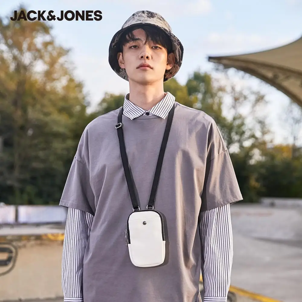 Мужская футболка с вышивкой JackJones свободная Однотонная 220101584 | одежда