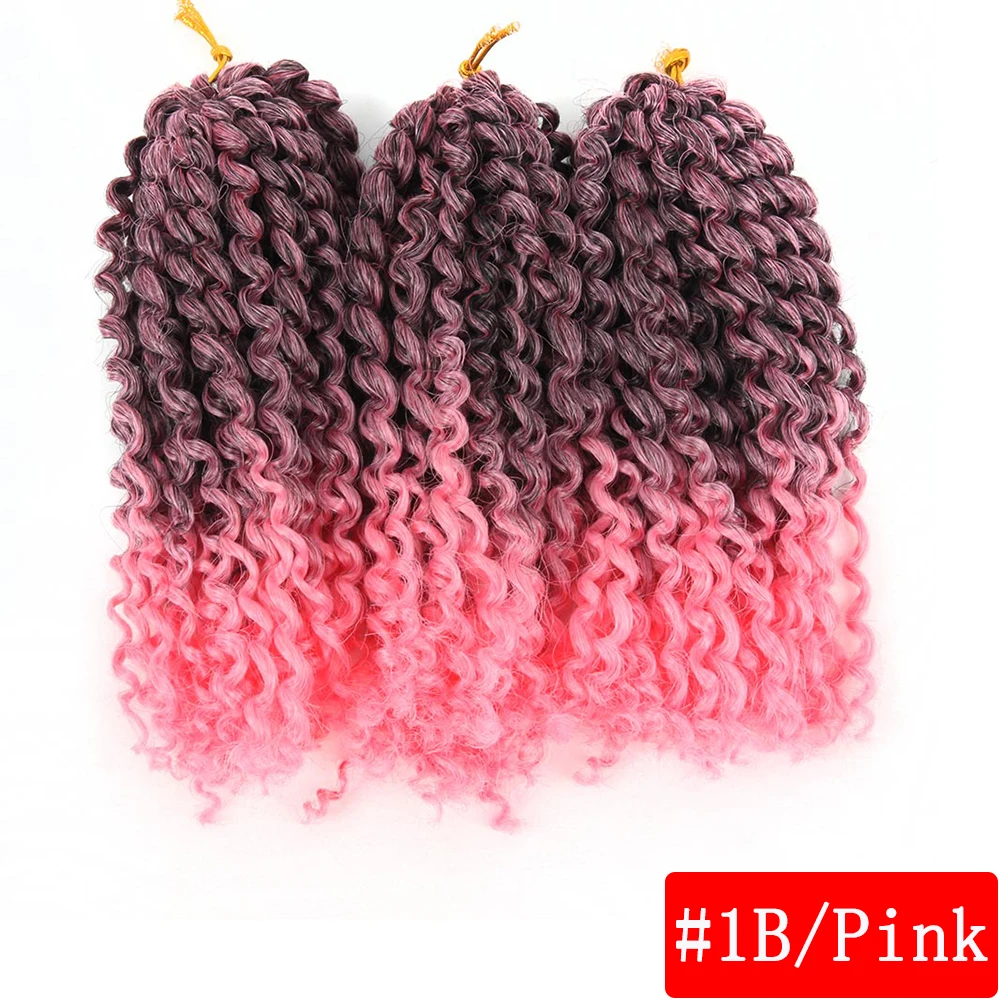 1B-Pink 8 дюймов с поддержкой 3 шт./упак. 60 пряди Marley косы афро кудрявые, на крючках, косички, синтетика, плетение, накладные волосы на заколке для Для женщин - Цвет: 1B-Pink