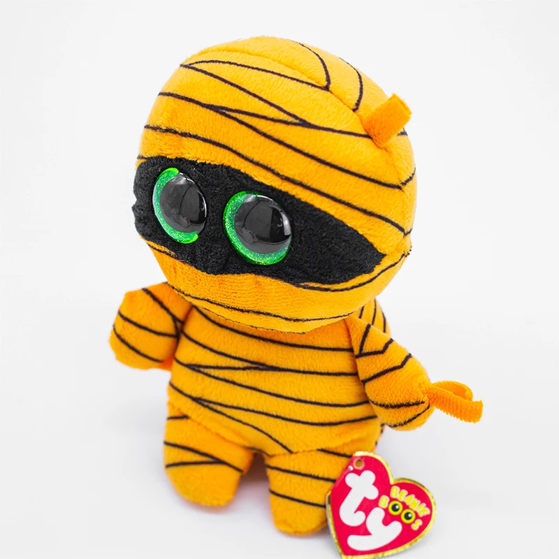 

15 CM Ty Beanie Big Eyes Orange White Mummy Plush Toy Kids Plush Toy Stuffed Ghost Doll Boys and Girls Christmas Halloween Gift