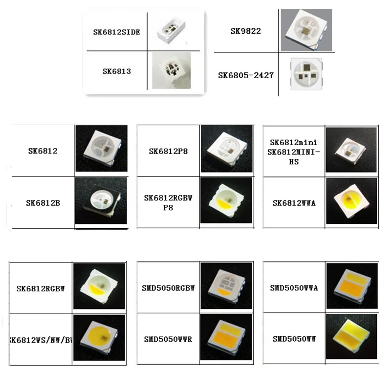 Встроенные Светодиодный ные чипы с интегральной схемой WS2812B SK6813 SK9822 SK6812 RGBW WWA SK6812P8