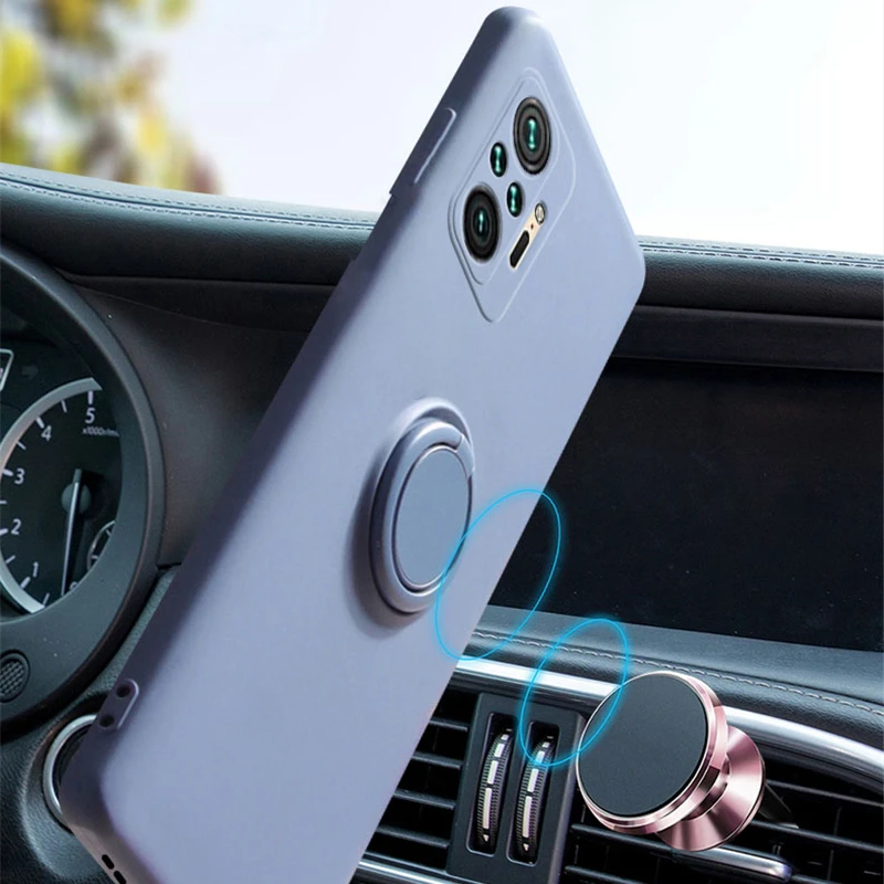 

Luxury Silicone Case For Xiaomi Mi Redmi Note 10 9 Pro Max 9S 10T 9T POCO M3 F3 X3 NFC Note10 Full Covers With Ring Holder Stand