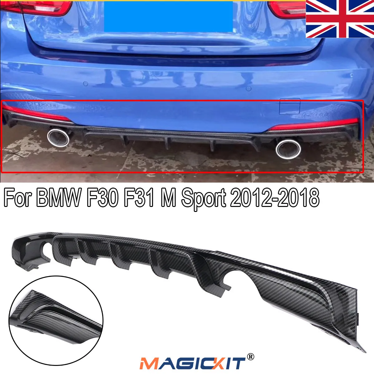 

Сплиттер MagicKit для BMW, спортивный задний диффузор из углеродного волокна для BMW 3SERIES F30 F31 M