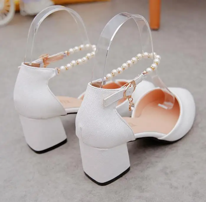 

2021 spring and summer with the female shoes shallow baotou sandals rough with 6 cm high heels