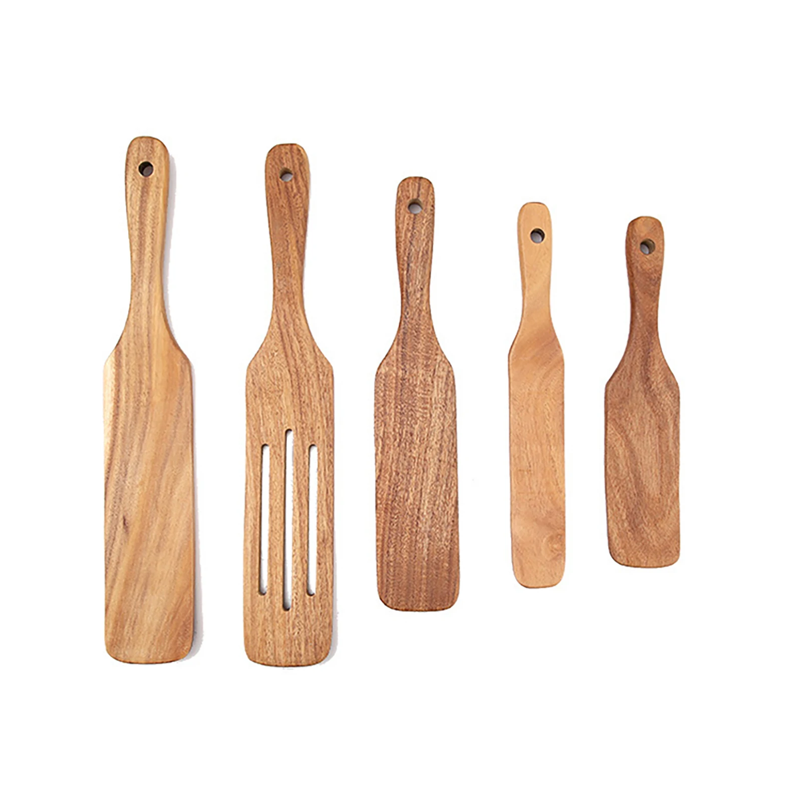 

Wooden Spurtles Set 5 Piece Spurtle Kitchen Utensils for Non-Stick Cooking Wood Spatula with Hanging Hole GRSA889