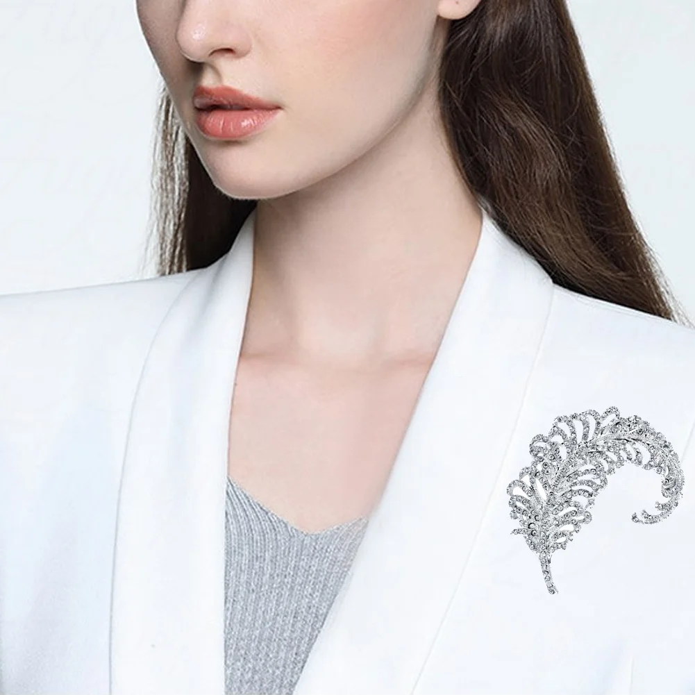 Женская булавка для воротника с перьями элегантные ювелирные изделия аксессуары