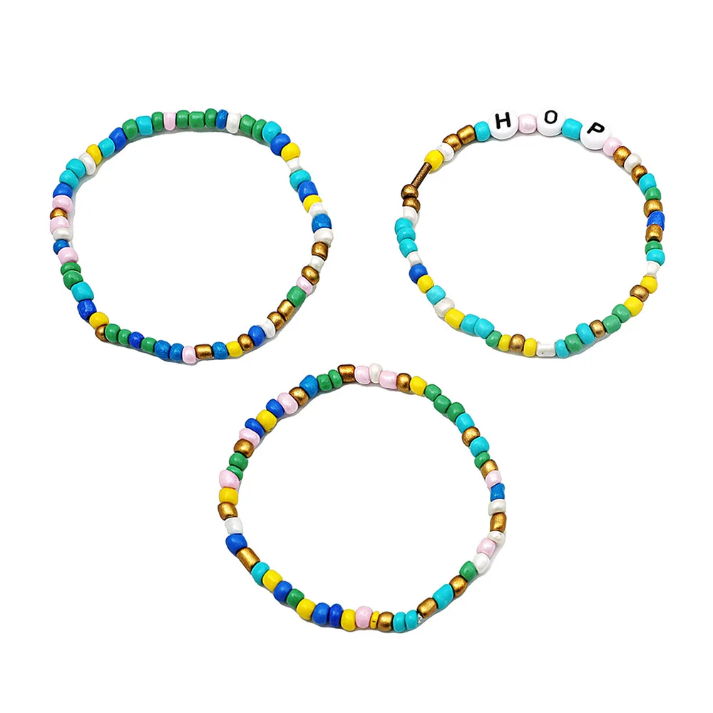 ZYZQ New Bohemian Color Rice Bead Letter Bracelet For Women Retro Ethnic Beaded Three-piece Set Gift Jewelry | Украшения и