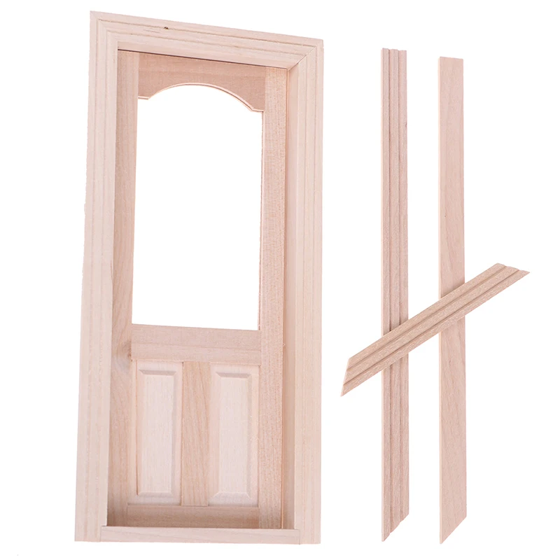 

2022 1pc Unpainted Wood Color Dollhouse Miniature Wooden Door Furniture Model DIY Toy For Baby