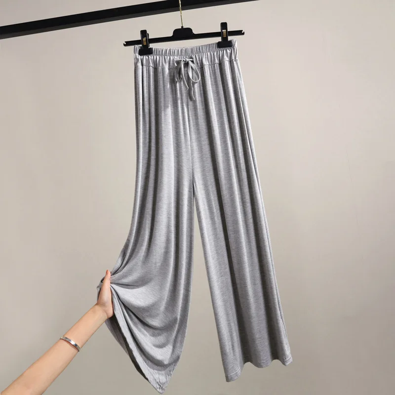 Женские летние тонкие брюки свободные широкие из модала длиной до щиколотки