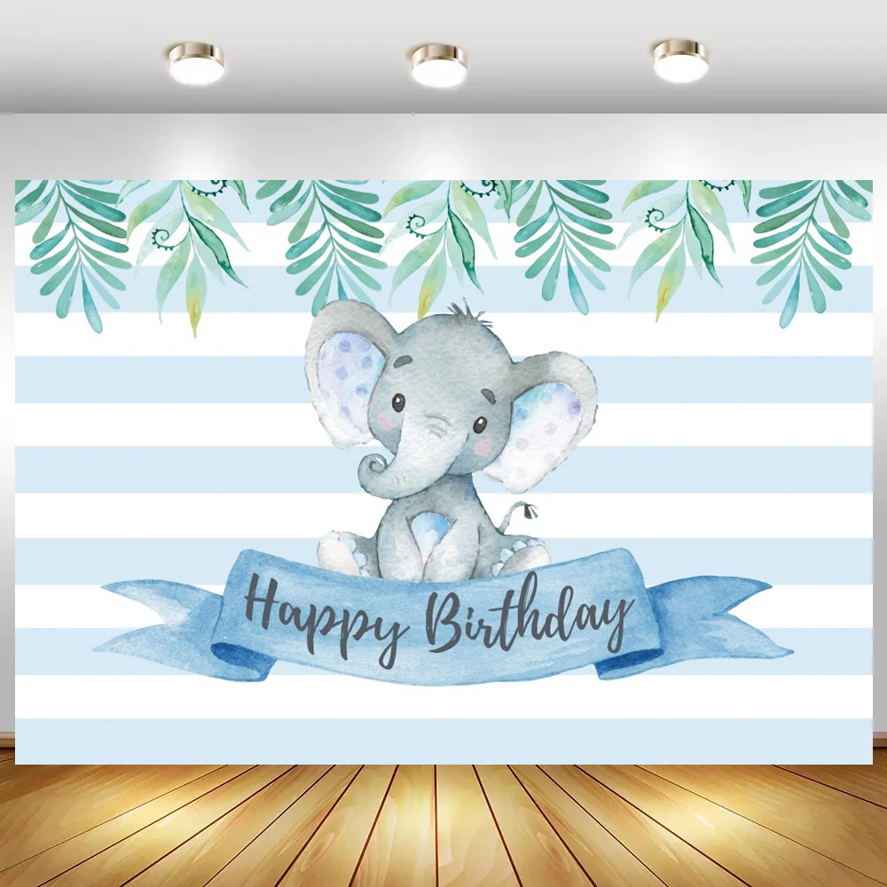 

Фон для фотосъемки новорожденных с изображением слона из мультфильма Синий Розовый Праздничный фон для вечеринки в честь Дня рождения маль...