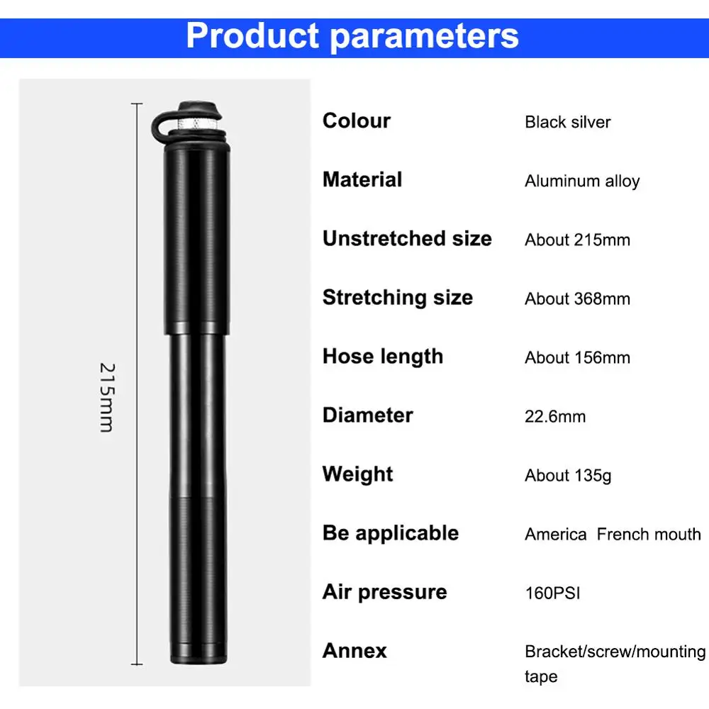 Ручной мини насос для велосипеда ручной портативный велосипедный с иглой и