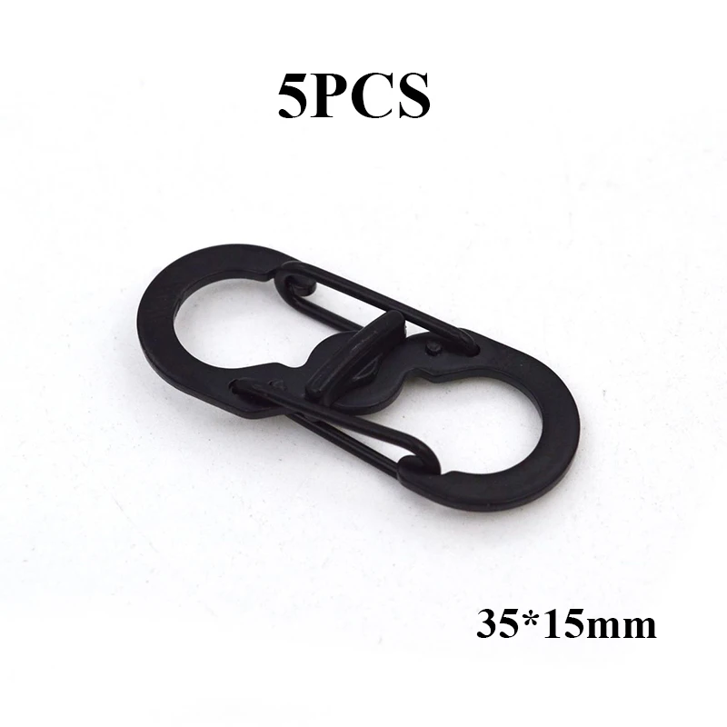 5pc with lock black 5 шт./лот S Тип альпинистский крюк мини брелок карабин средство для выживания на открытом воздухе двойная Пряжка брелок 8 Форма Пряжка для кемпинга - Цвет: 5pc with lock black