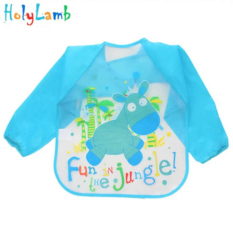 

Cute Cartoon Colorful Baby Bibs Long Sleeve Art Apron Animal Smock Children Bib Burp Clothes Soft Feeding Eat Toddle Waterproof
