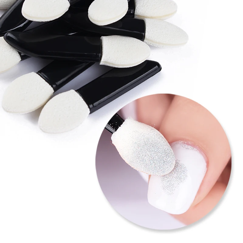 Спонж для пудры ногтей 20 шт. 50 двухсторонняя палочка теней век косметический