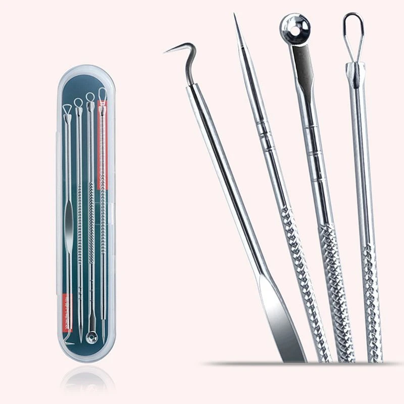 

4pcs Stainless Steel Acne Removal Needles Pimple Blackhead Remover Tools Spoon Face Skin Care Tools Needles Facial Pore Cleaner