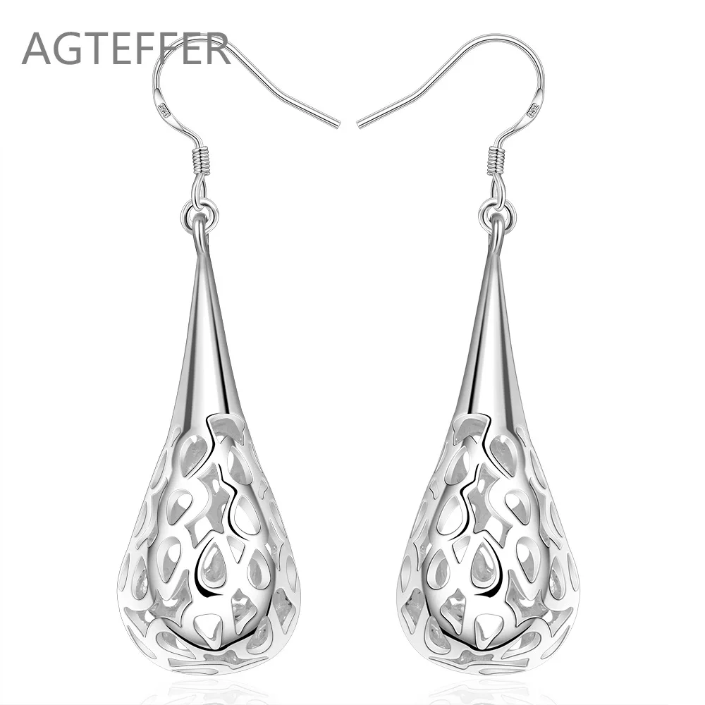 

AGTEFFER 925 Sterling Silver Water droplets/Raindrop Earring For Women Wedding Engagement Party Fashion Charm Jewelry
