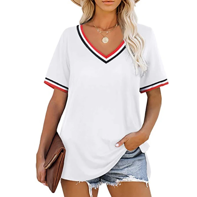 

Summer T Shirt Women Casual Womens Tee Shirts V-neck Tshirt Pus Size Short Sleeve T-shirt Ladies Women Clothings