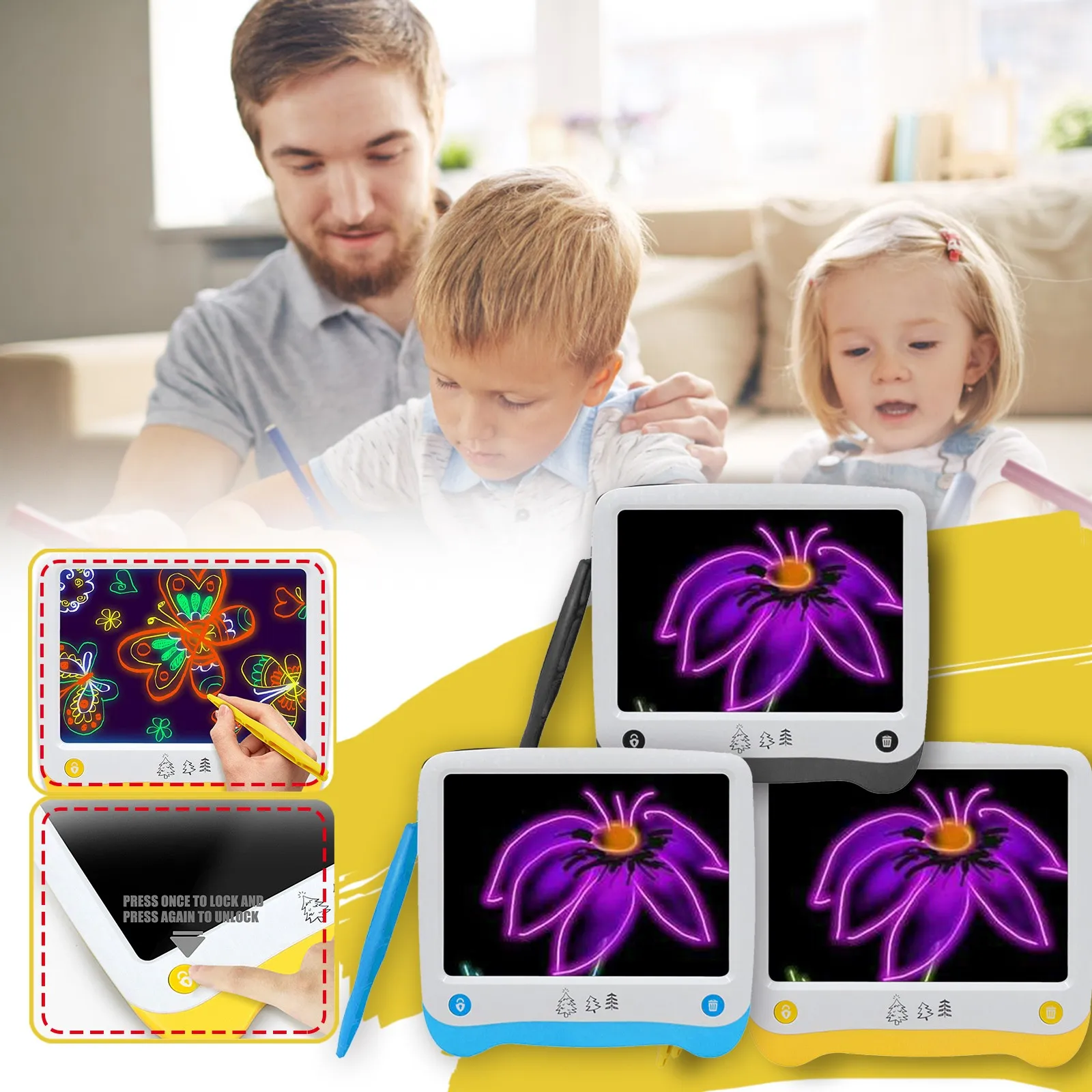 Tablet Colorful Screen for Kids Toys Birthday New Year Gift GYH Drawing Board Doodle LCD Writing Pen Painting | Электроника