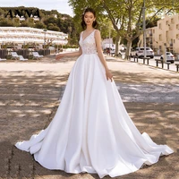anna beauty wedding dress 2022 bohemia a line spaghetti satin beach party bridal gown applique vestido de noiva civil girl cloth