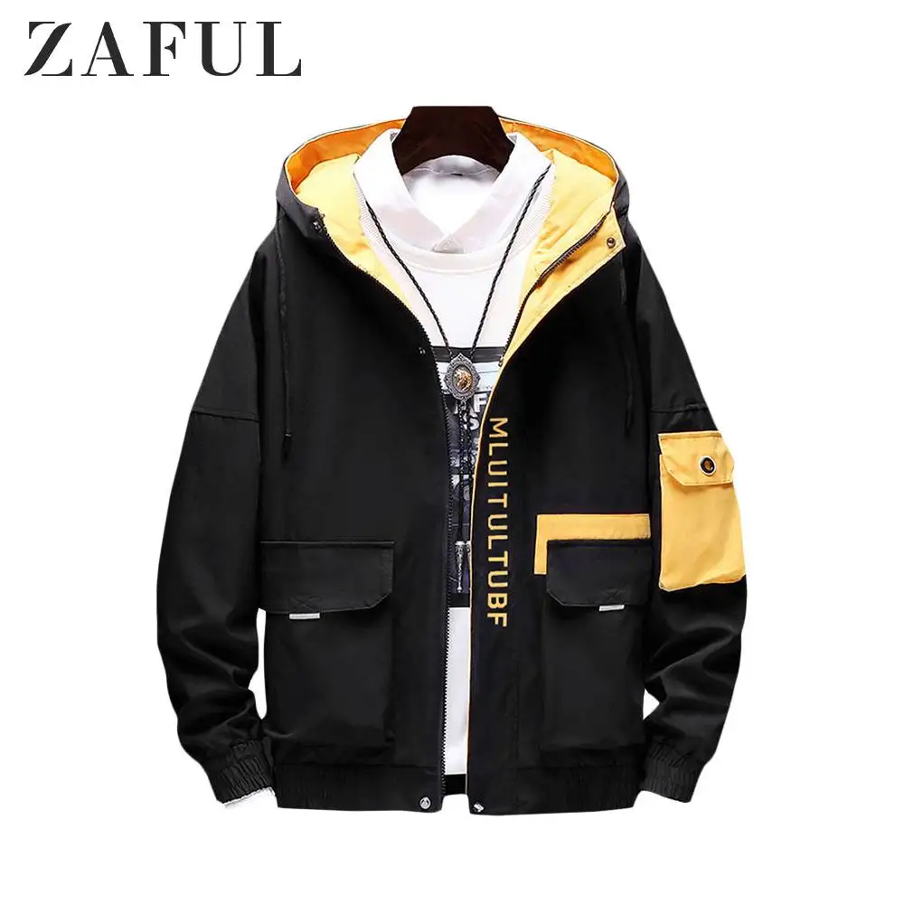 ZAFUL декоративная куртка с буквенным принтом и карманами на молнии длинными