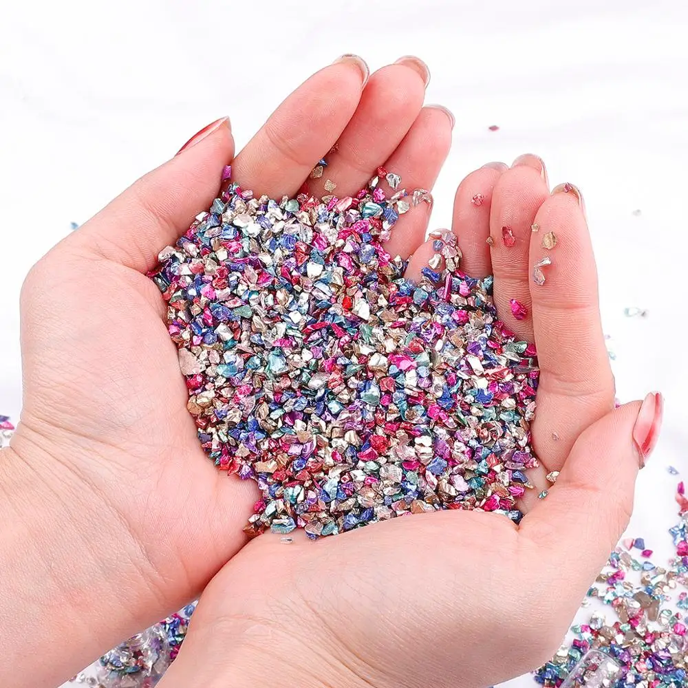 NiceBeads 2-4 мм 25 г/лот многоцветные смешанные камни для ногтей из дробленого стекла