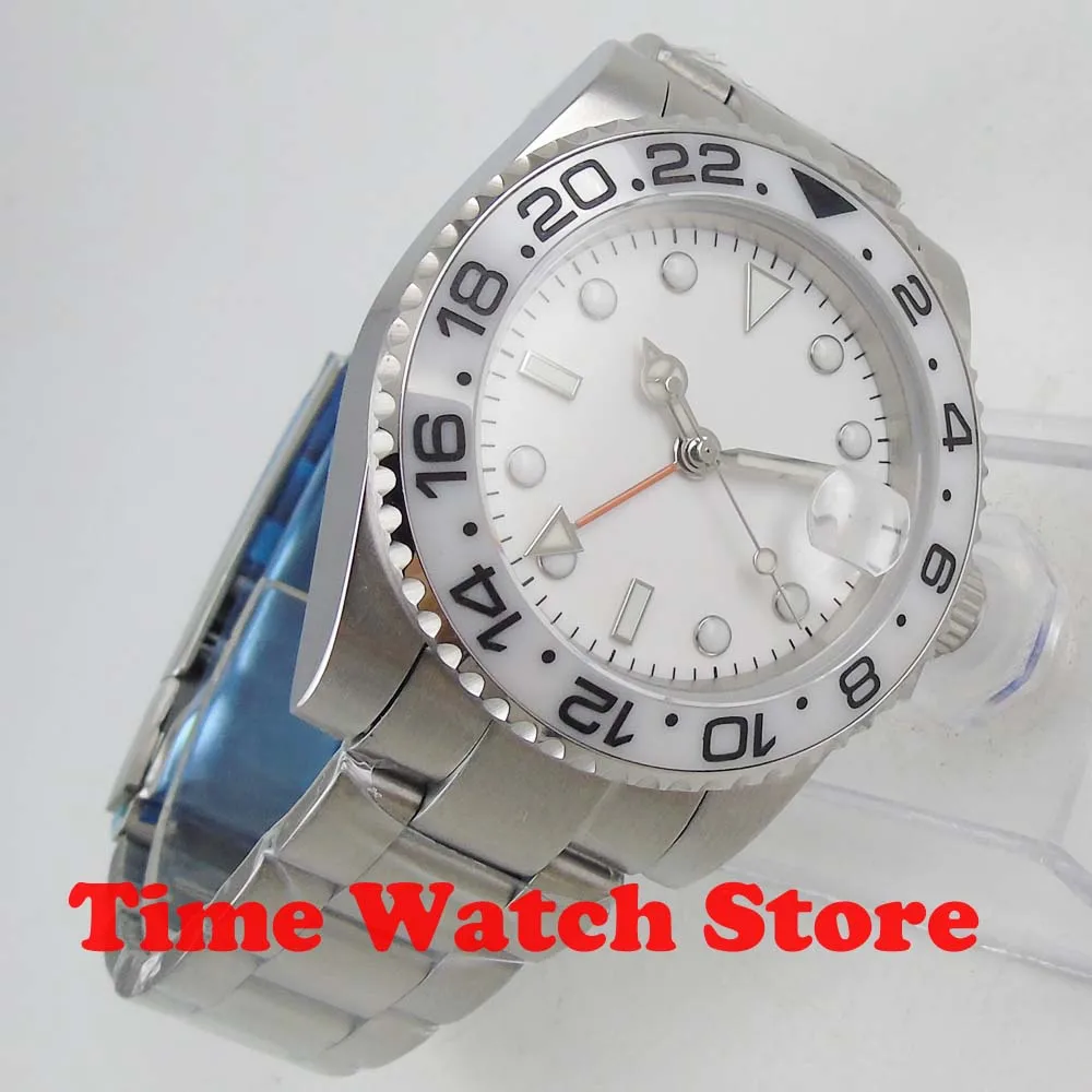 Мужские наручные часы автоматические водонепроницаемые с белым циферблатом