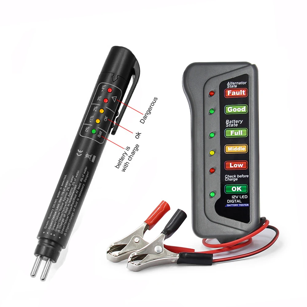 12V Цифровой Батарея Генератор тестер с 6 светодиодный свет Дисплей Автомобильная