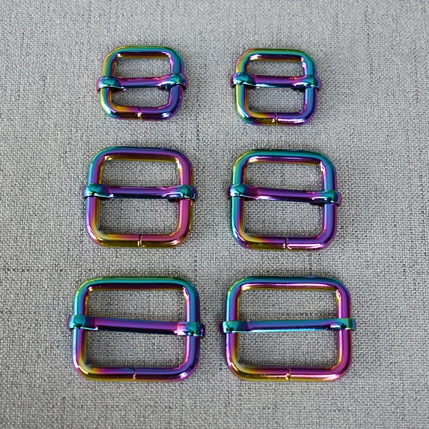 

1 Pcs/Lot 15mm 20mm 25mm Colourful Metal Non-Welded plating Roller Pin Adjuster Buckles For Backpacks Straps shoes Bags DIY